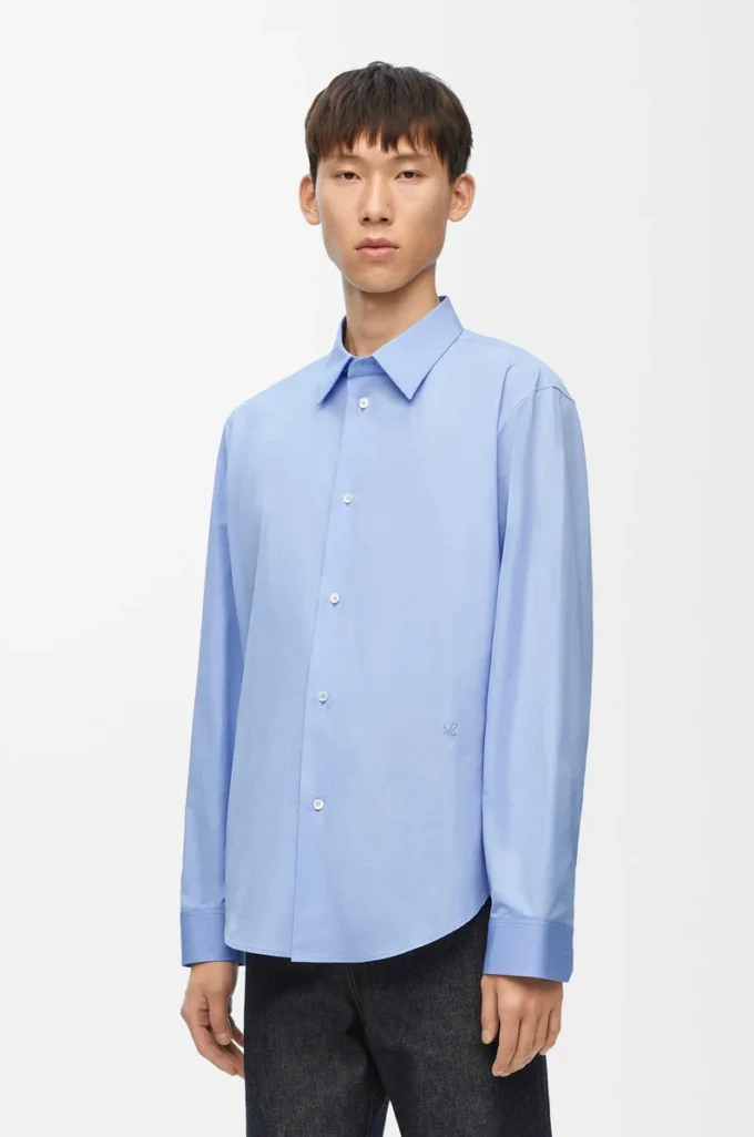 Camisa de algodón azul claro