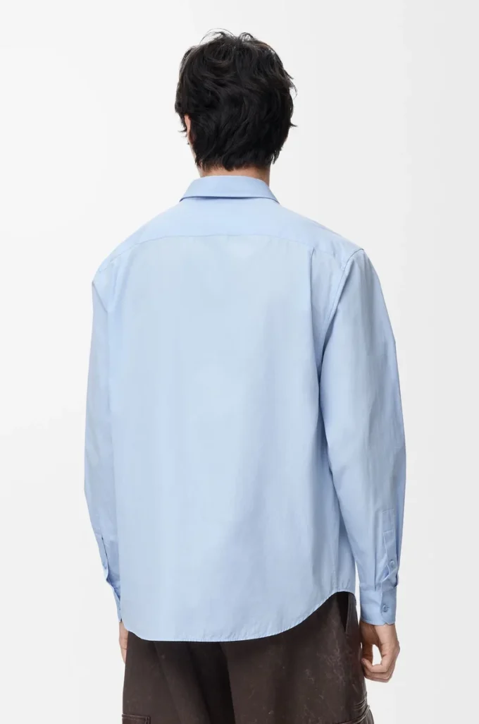 Camisa de algodón azul claro