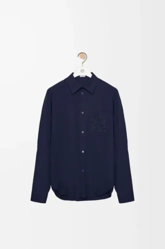 Camisa de algodón azul marino