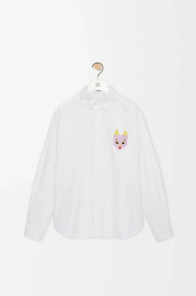 Camisa de algodón blanco/multicolor
