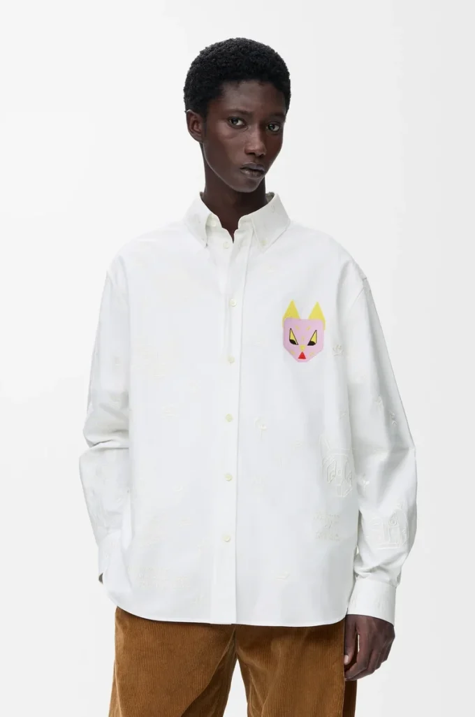 Camisa de algodón blanco/multicolor