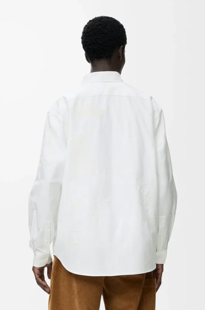 Camisa de algodón blanco/multicolor