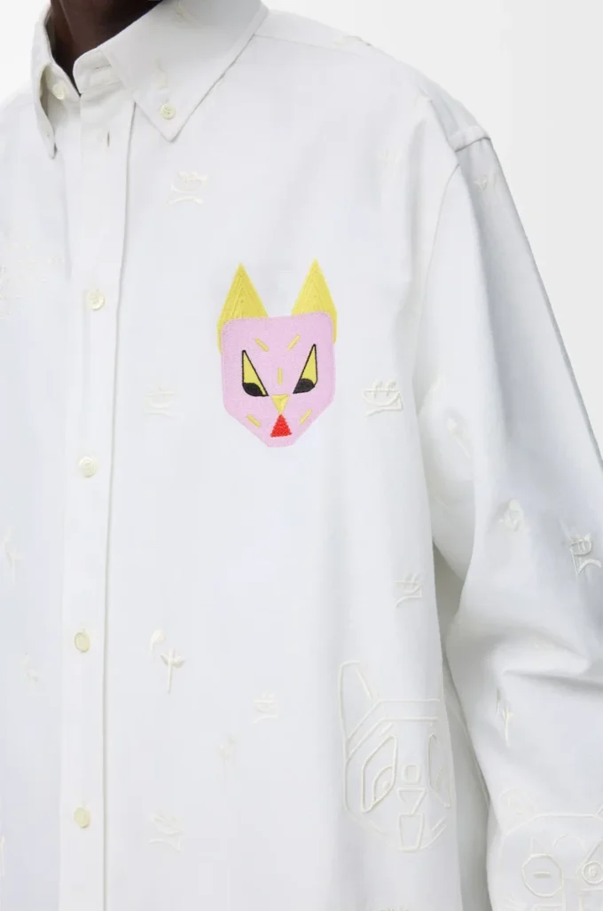 Camisa de algodón blanco/multicolor