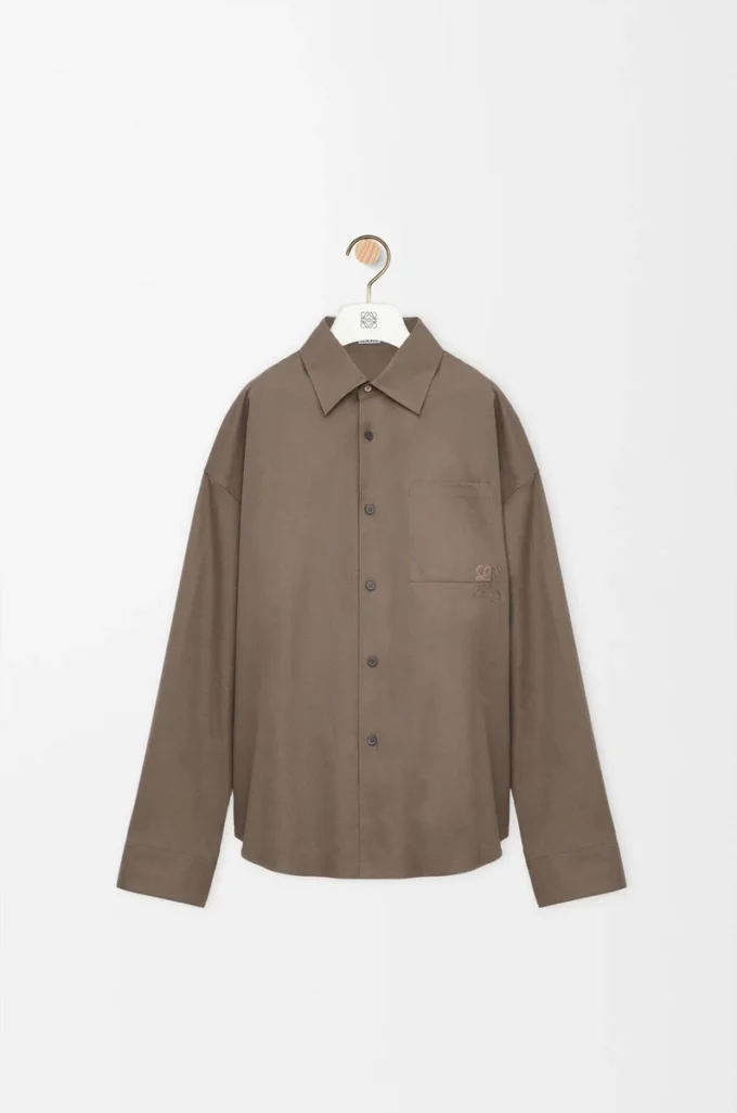 Camisa de algodón marrón caqui