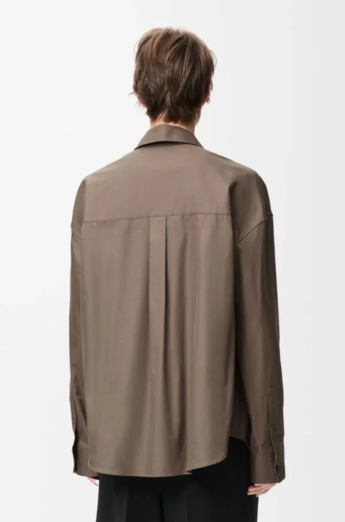 Camisa de algodón marrón caqui