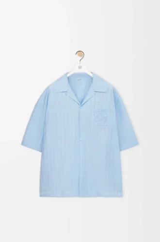 Camisa de manga corta de algodón azul claro Camisa de manga corta de algodón azul claro