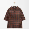 Camisa de manga corta de mezcla de lana Naranja/Negro