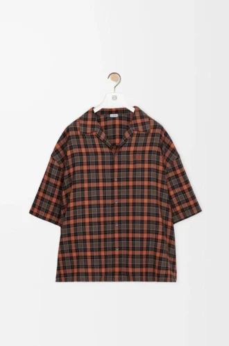 Camisa de manga corta de mezcla de lana Naranja/Negro