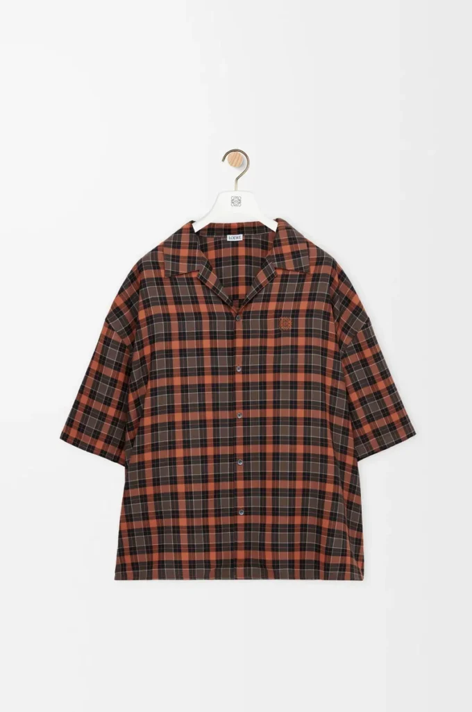 Camisa de manga corta de mezcla de lana Naranja/Negro