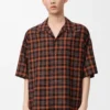 Camisa de manga corta de mezcla de lana Naranja/Negro