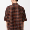 Camisa de manga corta de mezcla de lana Naranja/Negro