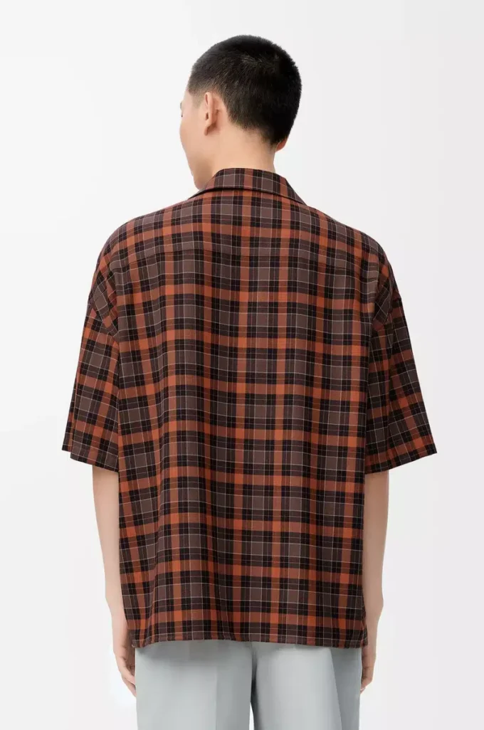Camisa de manga corta de mezcla de lana Naranja/Negro