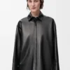 Camisa de piel de cordero napa negra Camisa de piel de cordero napa negra