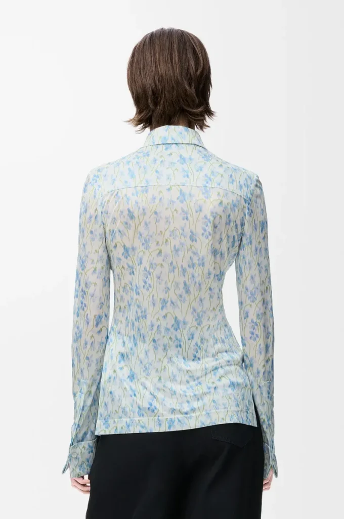 Camisa de viscosa Blanca/Azul Camisa de viscosa Blanca/Azul