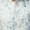Camisa de viscosa blanca/azul Camisa de viscosa blanca/azul