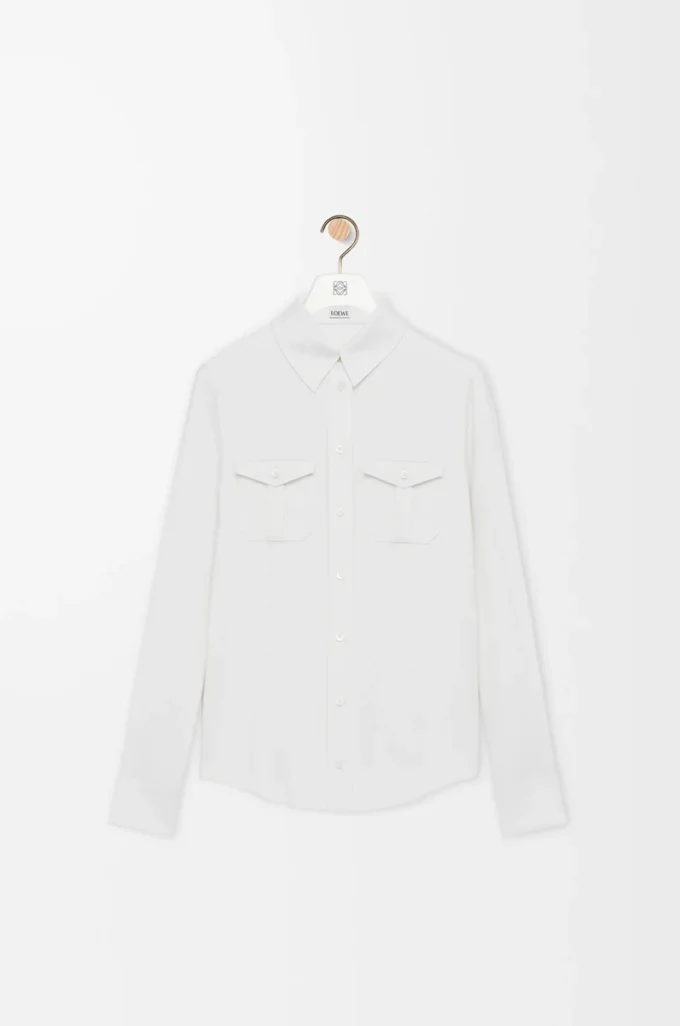 Camisa de viscosa elástica en color blanco Camisa de viscosa elástica en color blanco
