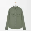 Camisa de viscosa elástica verde caqui claro Camisa de viscosa elástica verde caqui claro