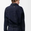 Camisa drapeada en denim azul índigo Camisa drapeada en denim azul índigo