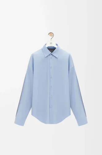 Camisa híbrida de algodón y lana Azul claro/Gris
