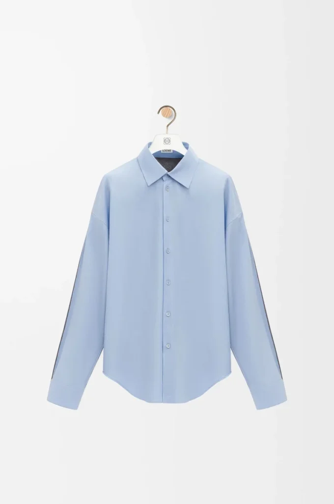 Camisa híbrida de algodón y lana Azul claro/Gris Camisa híbrida de algodón y lana Azul claro/Gris