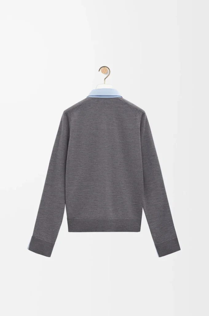 Camisa híbrida de algodón y lana Azul claro/Gris Camisa híbrida de algodón y lana Azul claro/Gris