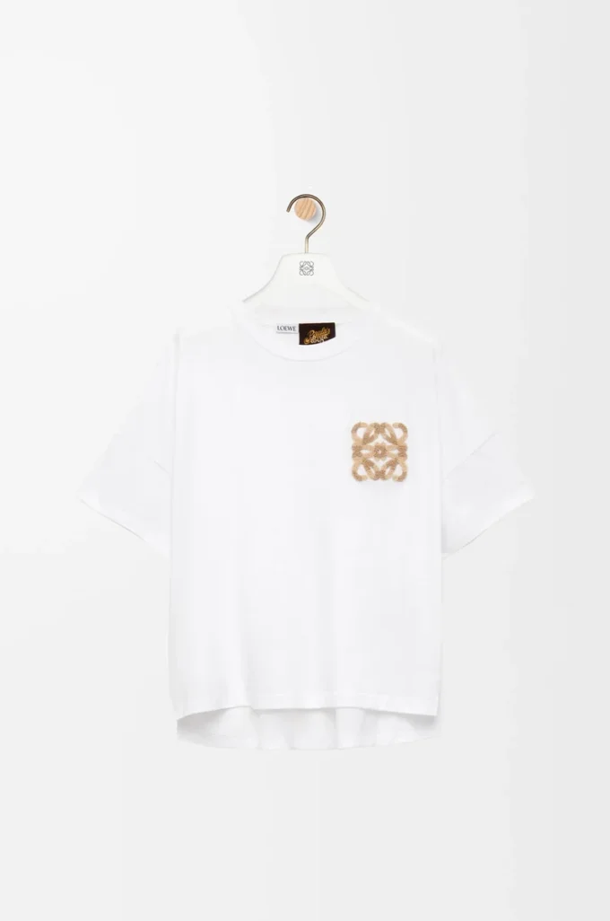 Camiseta de corte cuadrado en algodón blanco