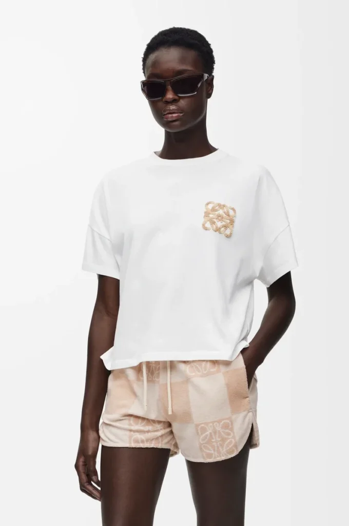 Camiseta de corte cuadrado en algodón blanco