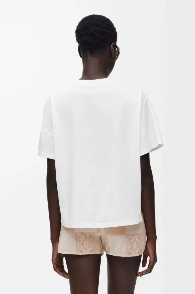 Camiseta de corte cuadrado en algodón blanco