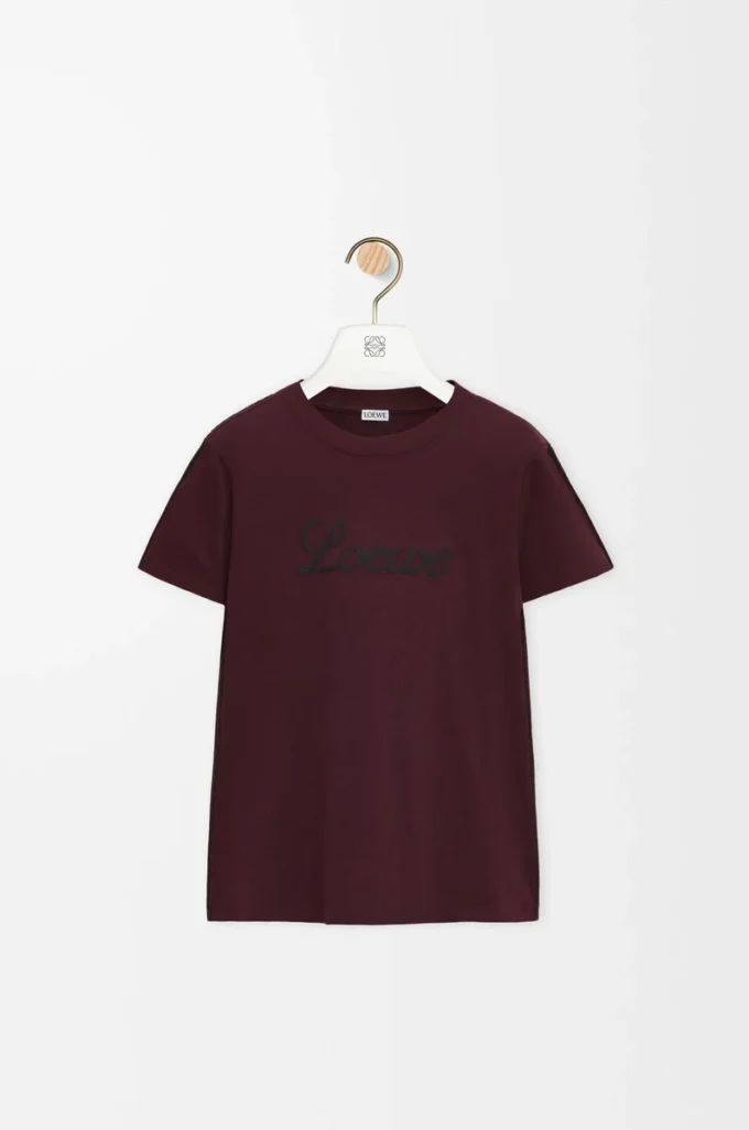 Camiseta de corte holgado en algodón, color burdeos