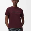 Camiseta de corte holgado en algodón, color burdeos