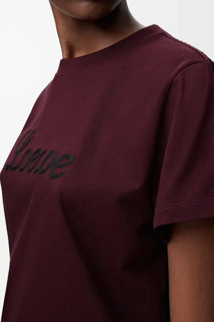 Camiseta de corte holgado en algodón, color burdeos