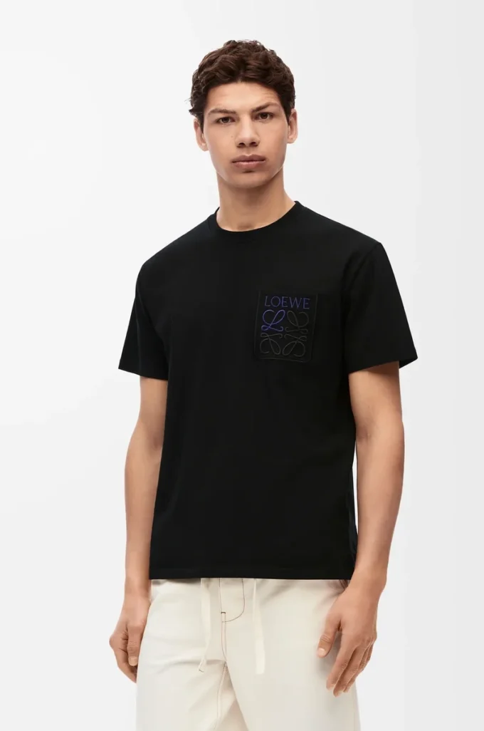 Camiseta de corte holgado en algodón Negro Camiseta de corte holgado en algodón Negro