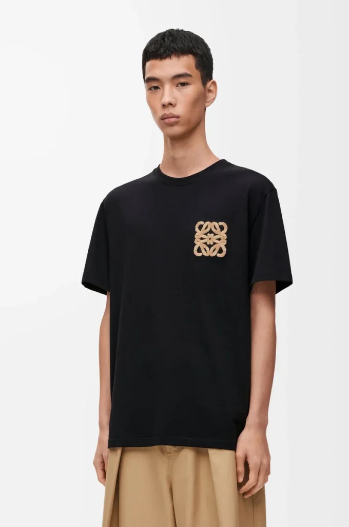 Camiseta de corte holgado en algodón Negro Camiseta de corte holgado en algodón Negro