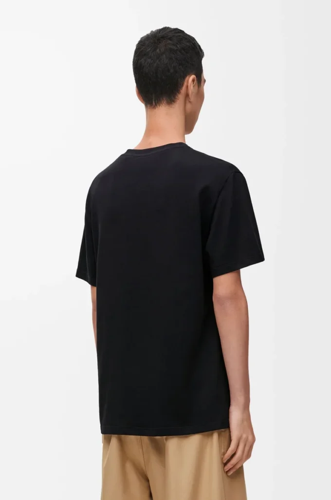 Camiseta de corte holgado en algodón Negro Camiseta de corte holgado en algodón Negro