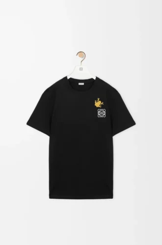 Camiseta de corte holgado en algodón negro/multicolor