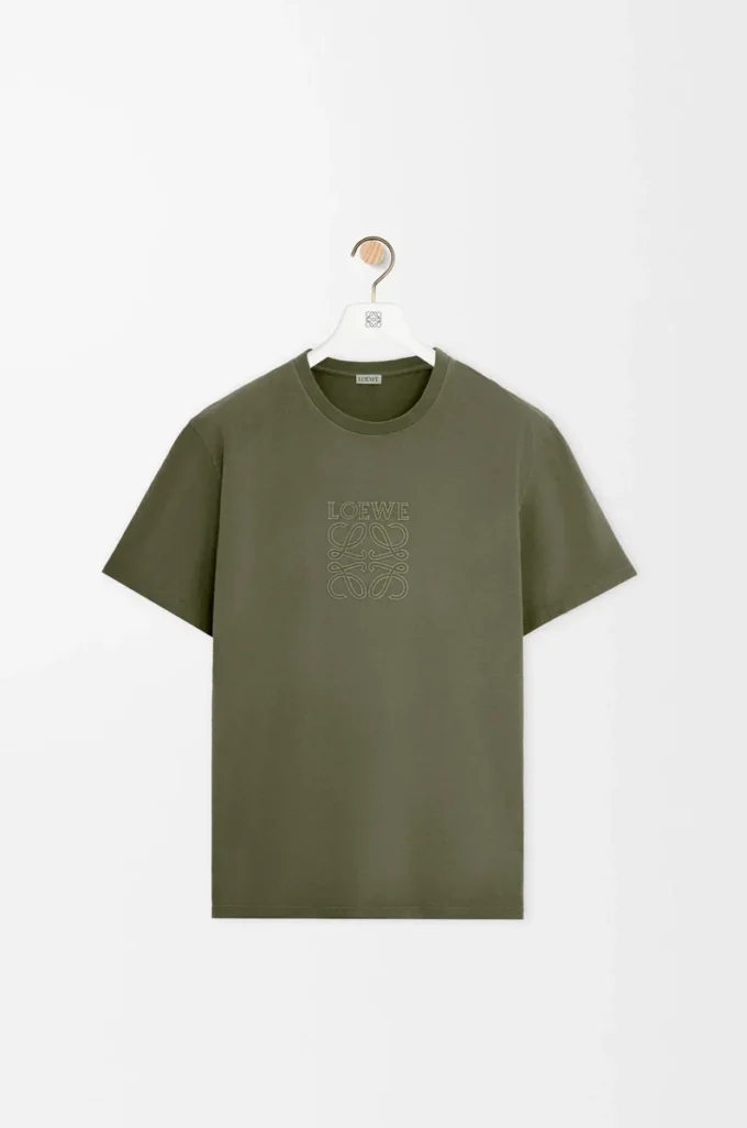 Camiseta de corte holgado en algodón verde caqui Camiseta de corte holgado en algodón verde caqui