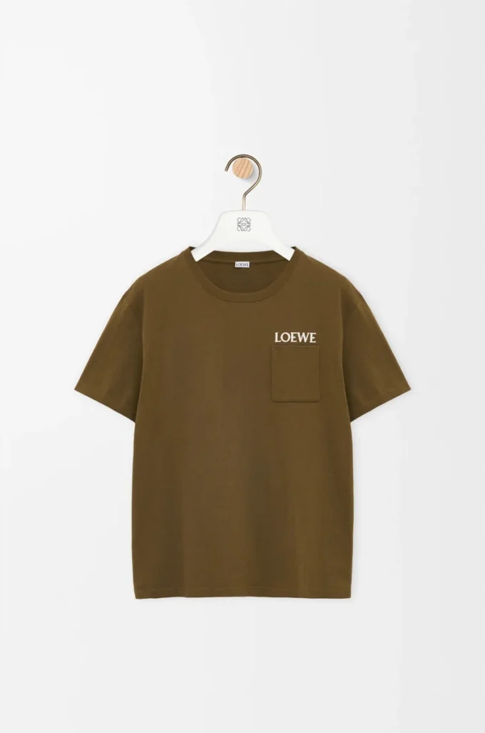 Camiseta de corte holgado en algodón verde caqui