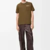 Camiseta de corte holgado en algodón verde caqui