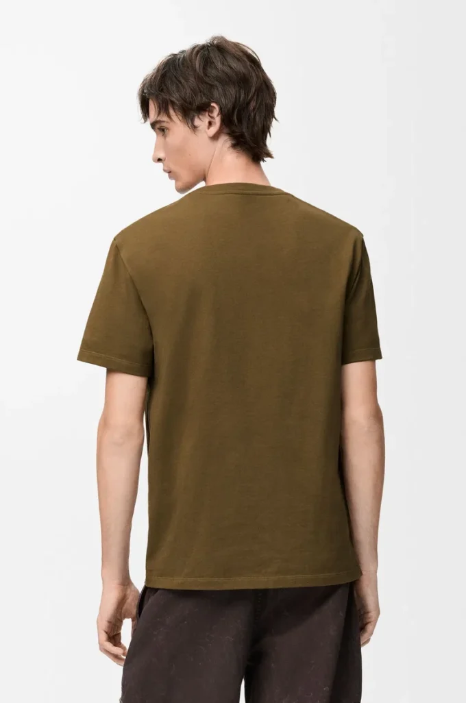 Camiseta de corte holgado en algodón verde caqui