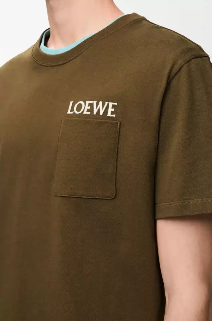 Camiseta de corte holgado en algodón verde caqui