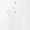 Camiseta de corte pequeño en mezcla de algodón Blanco Camiseta de corte pequeño en mezcla de algodón Blanco