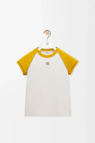 Camiseta de corte pequeño en mezcla de algodón Mostaza/Bronce