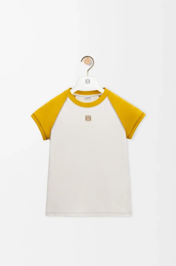 Camiseta de corte pequeño en mezcla de algodón Mostaza/Bronce Camiseta de corte pequeño en mezcla de algodón Mostaza/Bronce