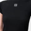 Camiseta de corte pequeño en mezcla de algodón Negro Camiseta de corte pequeño en mezcla de algodón Negro