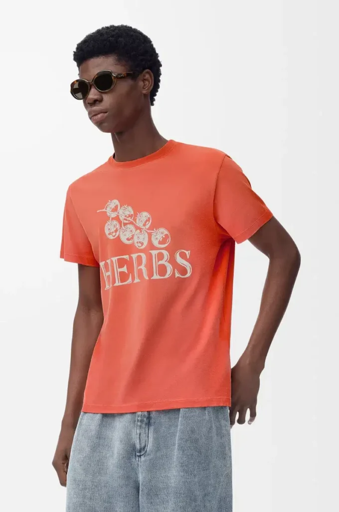 Camiseta de corte recto de algodón Naranja Camiseta de corte recto de algodón Naranja