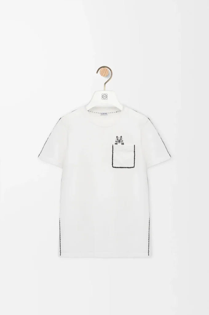 Camiseta de corte recto en algodón blanco