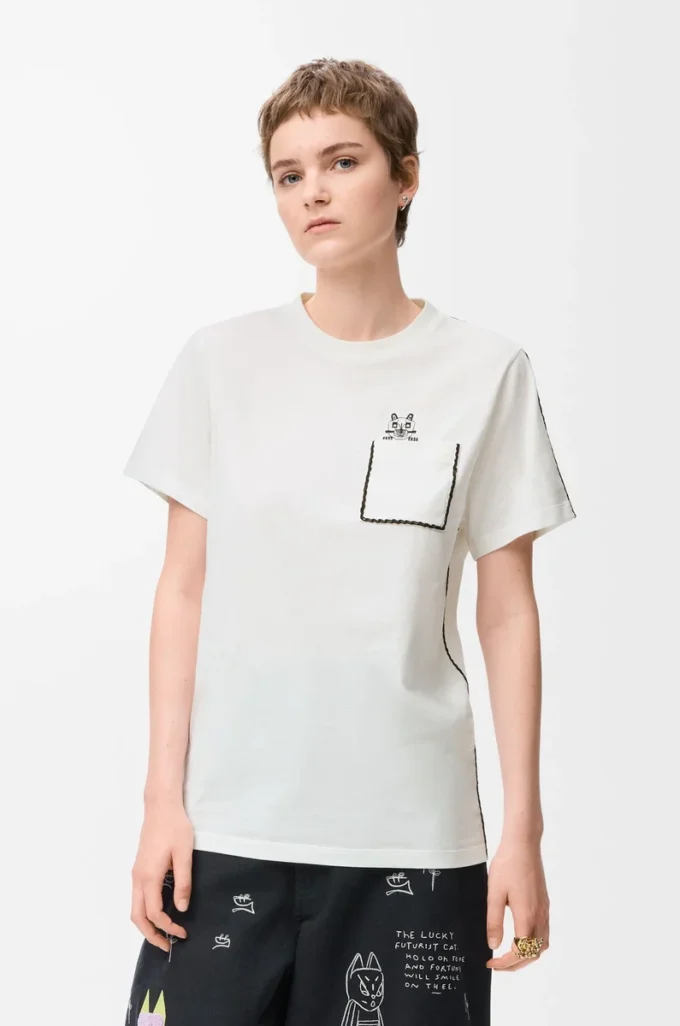 Camiseta de corte recto en algodón blanco