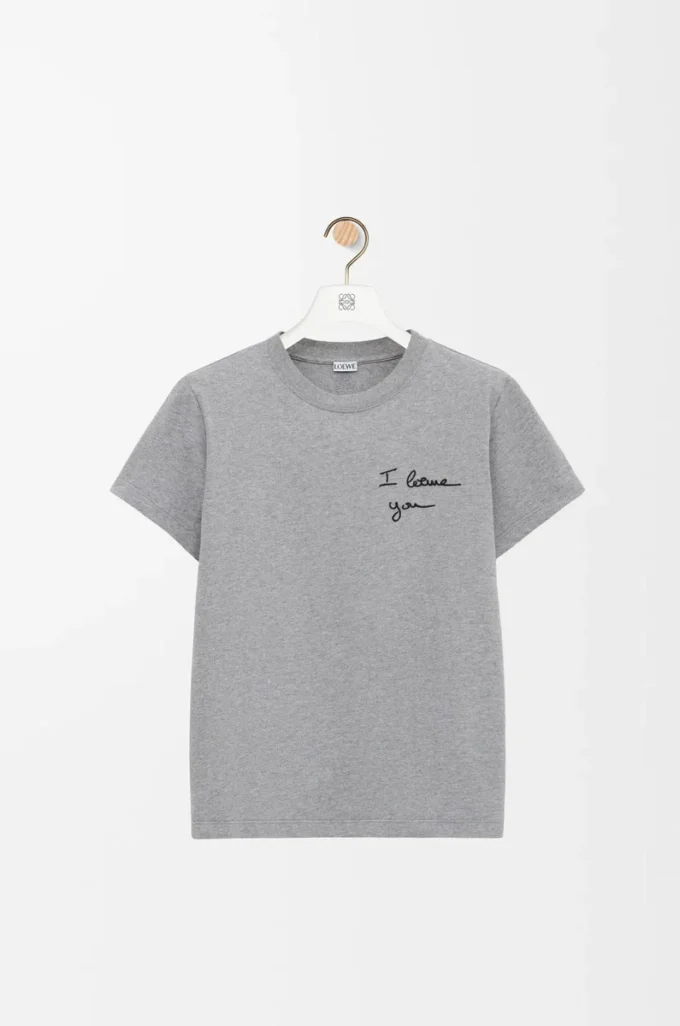 Camiseta de corte recto en algodón gris jaspeado