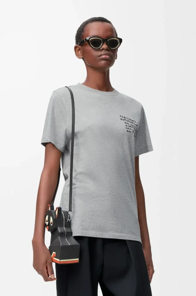 Camiseta de corte recto en algodón gris jaspeado