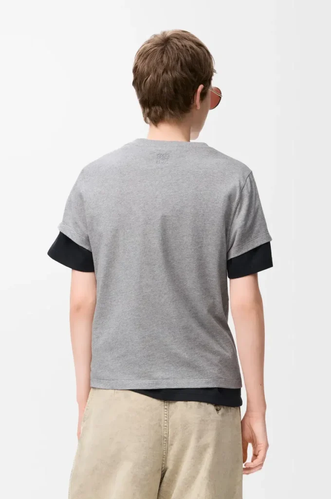 Camiseta de corte recto en algodón gris jaspeado
